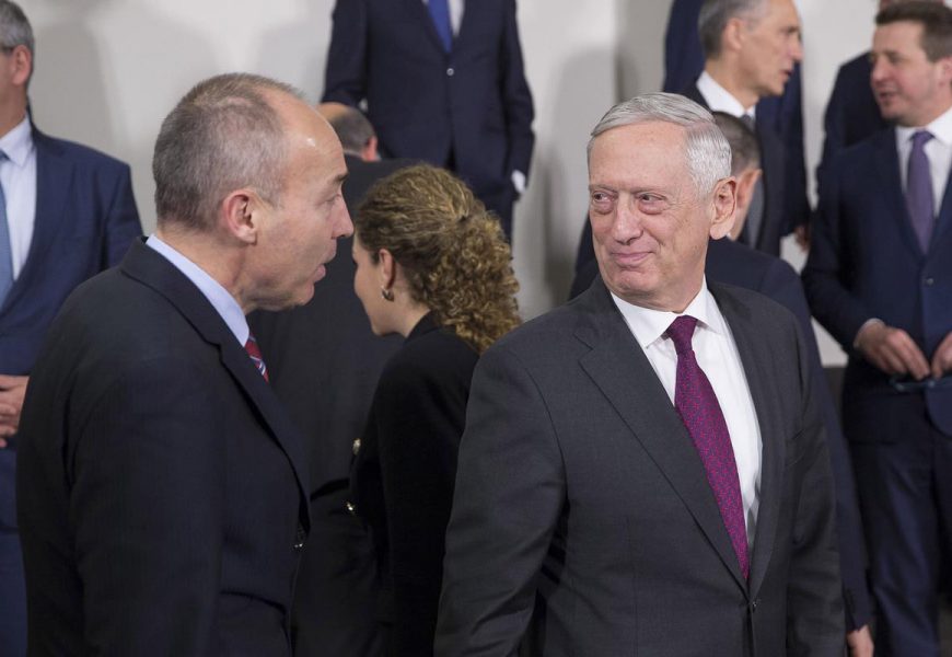 Damir Krsticevic (Minister of Defence, Croatia) talking with Jim Mattis (US Secretary of Defense)